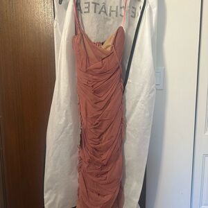 Le Chateau Strapless Ruched Dress in Dusty Rose
